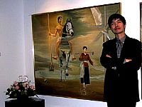 Painter Nguyen Dinh Dang and his painting “Phu Dong Thien Vuong”